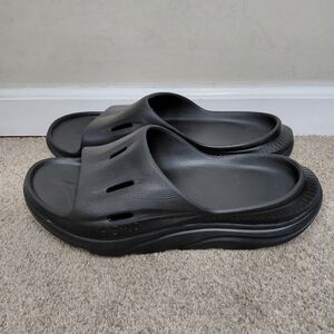 Hoka One One Recovery 3 Men Size 12 Black Slide Sandals